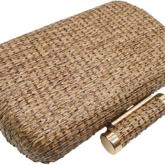 Straw Clutch Purse Women Mini Beach Evening Handbag Cocktail Party Bag - Picture 5 of 8